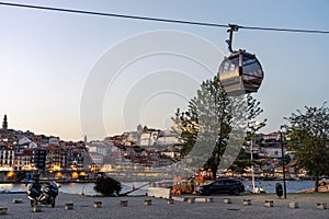 06.22.2023. Porto, Portugal: Cable Car next to the douro river in nova de gaia