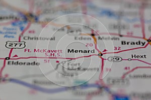 06-30-2021 Portsmouth, Hampshire, UK, Menard Texas USA shown on a Geography map or Road map