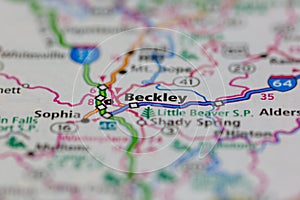 07-29-2021 Portsmouth, Hampshire, UK, Beckley West Virginia USA shown on a road map or Geography map