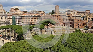 09-06-2018 Rome, Italy. Panorama on via dei fori Imperiali. Ancient Rome.