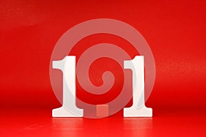 1 1 One and One - Date january Month  Promotion Concept on red background - Birthday sale and Shopping Day sale