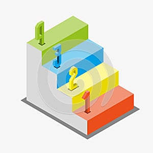 1 2 3 steps stair isometric view, infographic concept