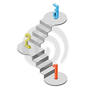 1 2 3 steps stair isometric view, infographic concept