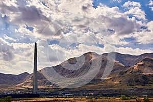 A 1,215 Foot High Smokestack At A Copper Smelter Plant West Of Salt Lake City, Utah.