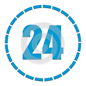 1-24 sectioned indicator circular chart, graph. Circle with 24 segments, sections info-graph element. Circular chart, graph as