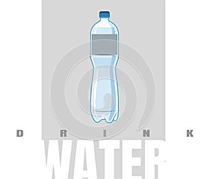 1.5 2 liter bottle, plastic water flask. Filled with liquid. Items are isolated on a gray background