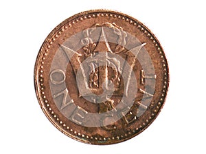 1 Cent coin, 1973~Today - Circulation serie, Bank of Barbados. Obverse, 1978