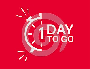 1 day to go isolated vector icon. Red countdown vector sign. Vector alarm of sale or low price. Christmas sales
