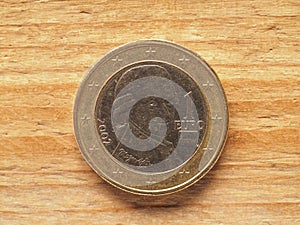 1 Euro coin showing Mozart, currency of Austria, EU