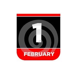 1 Feb calendar day vector icon