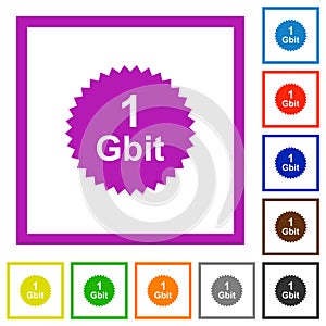 1 Gbit guarantee sticker flat framed icons