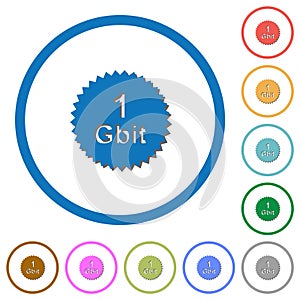 1 Gbit guarantee sticker icons with shadows and outlines