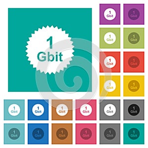 1 Gbit guarantee sticker square flat multi colored icons