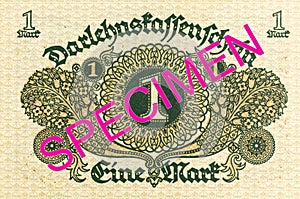 1 german mark bank note 1920 reverse