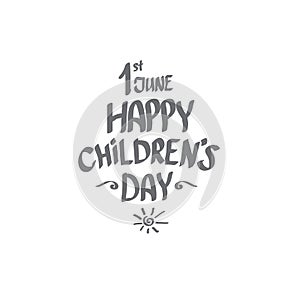 1 june international childrens day icon or label isolated on white background. happy Children day greeting card. kids