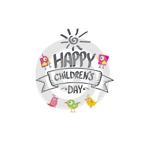 1 june international childrens day icon or label isolated on white background. happy Children day greeting card. kids