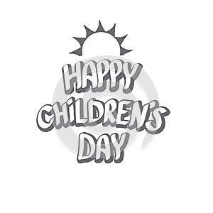 1 june international childrens day icon or label isolated on white background. happy Children day greeting card. kids