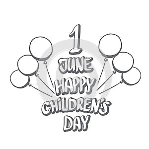 1 june international childrens day icon or label isolated on white background. happy Children day greeting card. kids