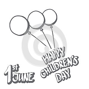 1 june international childrens day icon or label isolated on white background. happy Children day greeting card. kids