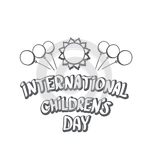 1 june international childrens day icon or label isolated on white background. happy Children day greeting card. kids