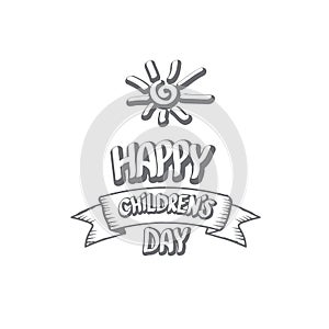 1 june international childrens day icon or label isolated on white background. happy Children day greeting card. kids