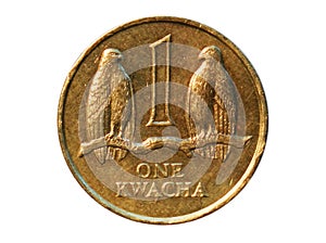 1 Kwacha coin, Bank of Zambia. Obverse, 1989