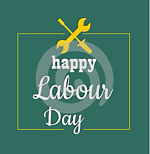 1 may - labour day logo concept with wrenches. I