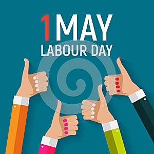 1 May Labour Day Poster or Banner. Vector Illustration