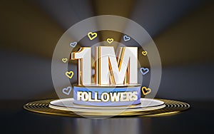 1 million followers celebration banner 3d background