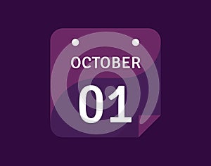 1 October, October 1 icon Single Day Calendar Vector illustration