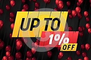 1 one Percent off sale discount shopping banner. price poster