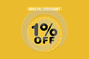 1 percent Sale and discount labels. price off tag icon flat design
