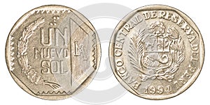 1 Peruvian nuevo sol coin photo