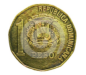 1 Peso coin, Bank of Dominicana. Obverse