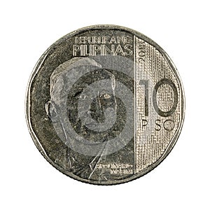 1 philippine peso coin 2018 reverse isolated on white background