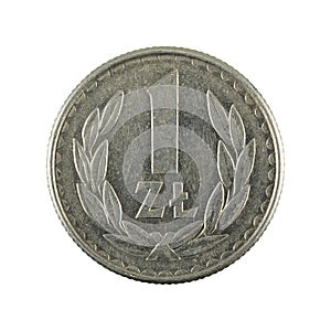 1 polish zloty coin 1986 obverse isolated on white background