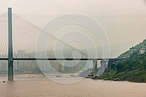 1 Pylon of suspension bridge over Yangtze River, China