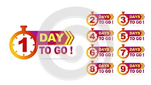 1 to 9 days to go. Sale countdown badges