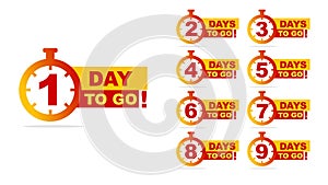 1 to 9 days to go. Sale countdown badges