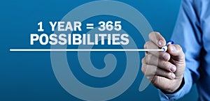 1 year 365 Possibilities. Positive thinking. Business concept