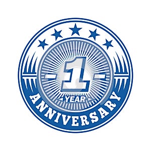 1 year anniversary celebration. 1st anniversary logo design. One year logo.
