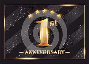 1 Year Anniversary Celebration Vector Logo. 1st Anniversary.