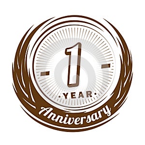 1 year anniversary. Elegant anniversary design. 1st logo.