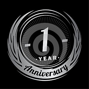 1 year anniversary. Elegant anniversary design. 1st logo.