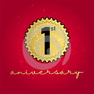 1 year anniversary icon. 1st birthday emblem. Anniversary design element. Vector illustration.