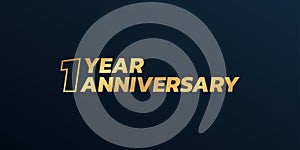 1 year anniversary logo design. First birthday celebration icon or badge. Vector illustration.