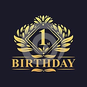 1 year Birthday Logo, Luxury Golden 1st Birthday Celebration