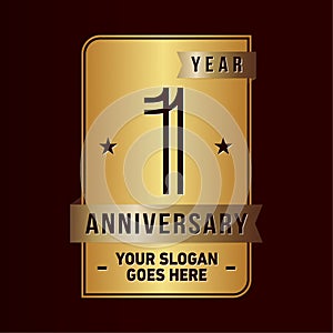 1 year celebrating anniversary design template. 1st logo. Vector and illustration.
