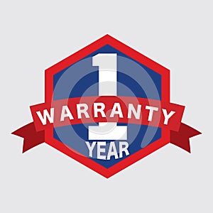1 Year Warranty Label With Ribbon Logo Vector