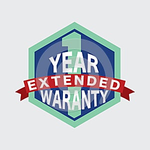 1 Year Warranty Label With Ribbon Logo Vector